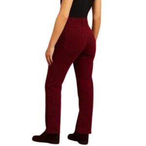Loft Modern Straight Corduroy Pants 26/2 Button Zip Closure Burgundy Maroon 26/2